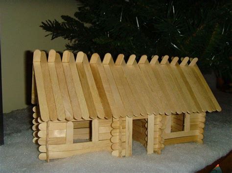 Lincoln Sticks: Popsicle Stick Log Cabins | Popsicle stick crafts house, Popsicle stick houses ...