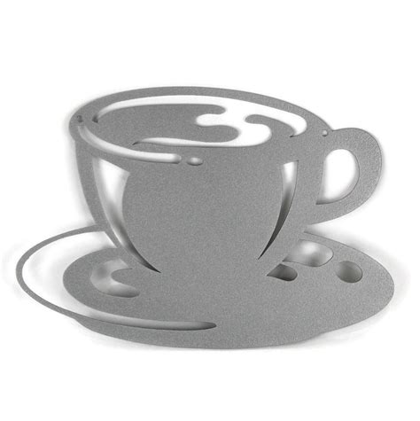 Coffee Cup Metal Wall Art Kitchen Decor 5.8x8.5 Inches Powder Coated