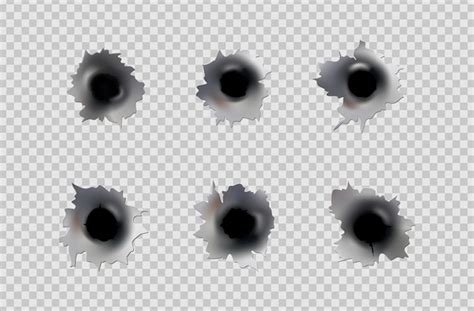 Premium Vector | Bullet holes of gun or pistol shoot in metal single and double hole damage and ...