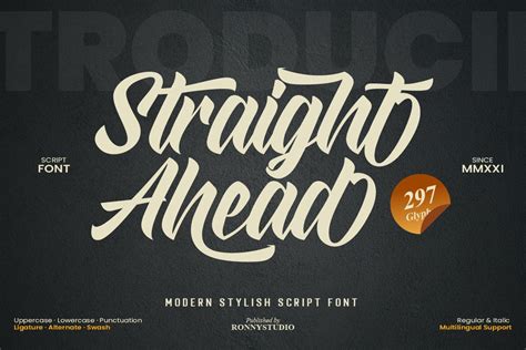 Straight Ahead - Modern Script Font - Design Cuts