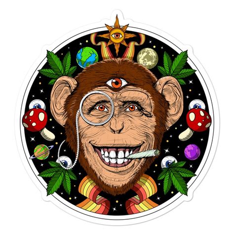 Psychedelic Monkey Smoking Weed Vinyl Sticker Stoner Ganja | Etsy