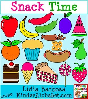 Snack Time in Color {Clip Art for Teachers} by Lidia Barbosa Clip Art