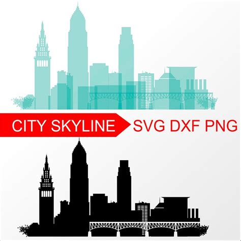 Cleveland Skyline Silhouette Vector at Vectorified.com | Collection of Cleveland Skyline ...