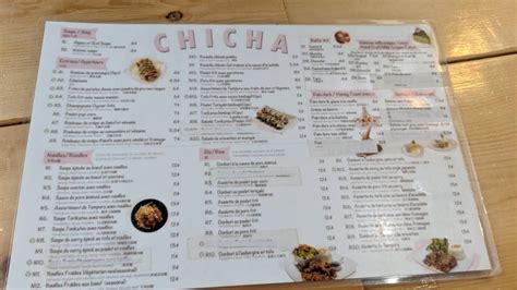 Menu at Chicha Restaurant, Montréal, Saint-Catherine St