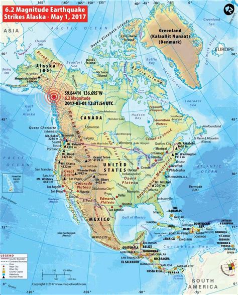 Alaska Earthquake Map, Area affected by Earthquake in Alaska