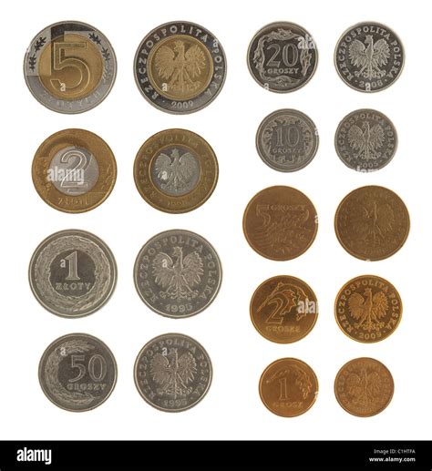 Set of Polish Zloty coins isolated on white Stock Photo - Alamy