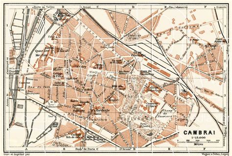 Old map of Cambrai in 1913. Buy vintage map replica poster print or ...