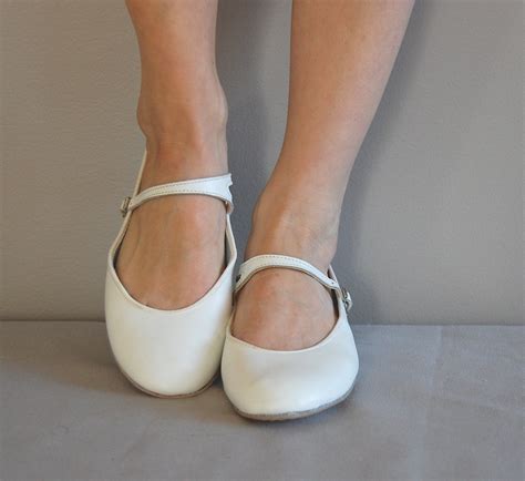 vintage White MARY JANE Flats