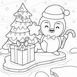 Coloring book For Kids Happy Cute Penguin Celebrating Christmas And  sketch template