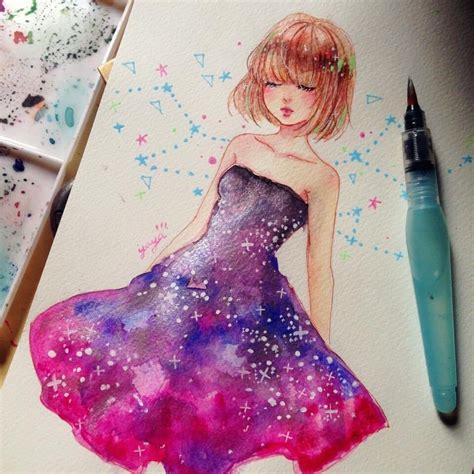 ArtStation - Girl in galaxy dress