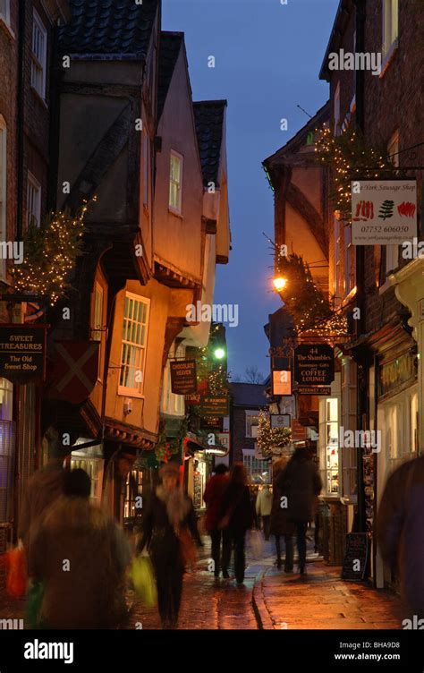 The Shambles at night, York, Yorkshire, England, UK Stock Photo - Alamy