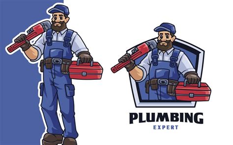 Plumber Mascot Logo Template #343323 - TemplateMonster