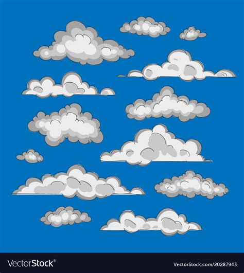 White clouds on a blue background drawing by hand Vector Image