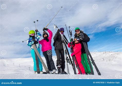 Family on the ski vacation stock photo. Image of holiday - 49907858