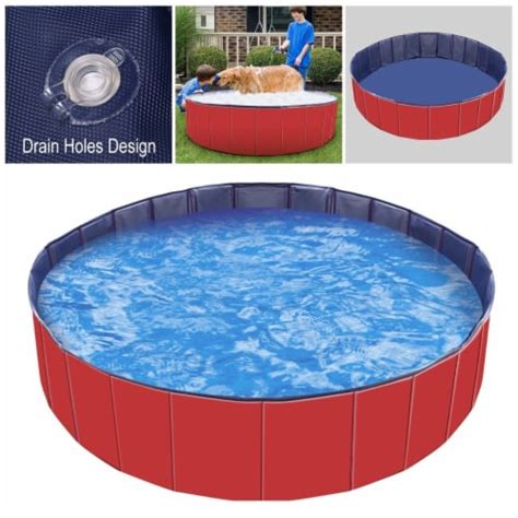 Foldable Pet Swimming Pool Pvc Kiddie Baby Dog Swim Pool Bathing Tub Playmat Kids Pools Red, 1 ...