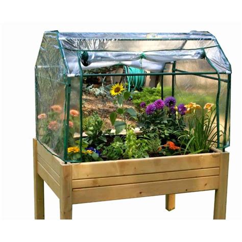 Riverstone 3 ft. x 4 ft. Eden Mini Greenhouse with Enclosed Herb Garden ...