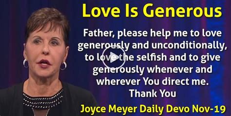 Joyce Meyer (November-19-2022) Daily Devotional: Love Is Generous