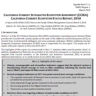 Report: California Current Ecosystem Status Report, 2018 | Climate Signals