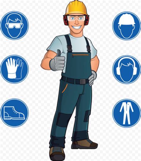 Worker Man Cartoon Signs PPE Protection Safety | Safety cartoon, Health ...