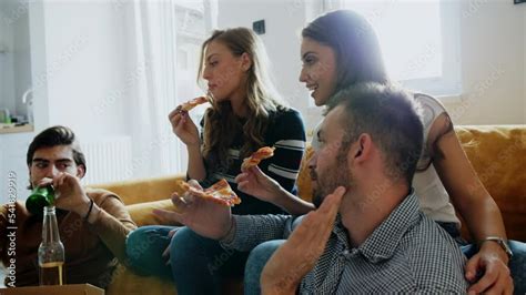 Close up of people eating pizza Stock Video | Adobe Stock