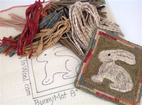 Rug Hooking KIT, Bunny Mat, 8 x 8, J910, DIY Rug Hooking Design, Wide Cut Rug Hooking, Folk Art ...