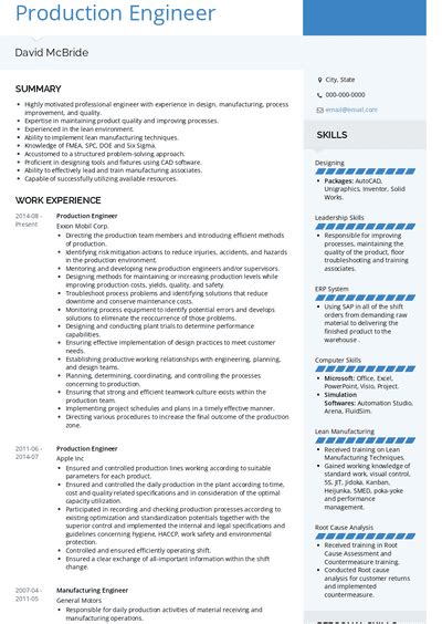 Production Engineer Resume Examples [+ 3 Samples] | VisualCV