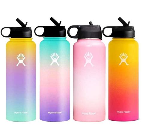 Hydro Flask water bottle ombre color straw lid insulated – awawar