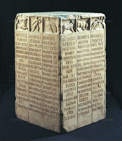 Ancient Roman Calendar for January-June