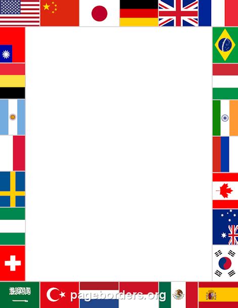 World Flags Border: Clip Art, Page Border, and Vector Graphics