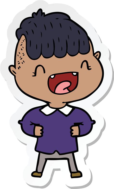 sticker of a cartoon happy boy laughing 8734524 Vector Art at Vecteezy