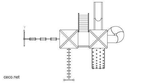 Autocad drawing children playground in park plan view dwg