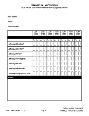 Fillable Online STORMWATER OUTFALL INSPECTION CHECKLIST - fortrucker-envcom Fax Email Print ...