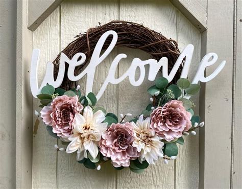 Welcome Wreath with Spring Flowers Wreath for Front Door | Etsy | Spring flower wreath, Flower ...