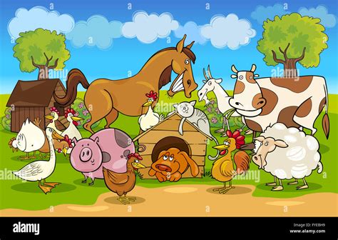 Farm animals country scene cartoon hi-res stock photography and images ...