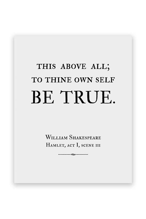 To Thine Own Self Be True Print Shakespeare Quote Wall Art Print Hamlet Quote Poster Shakespeare ...