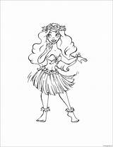 Coloring Little Girl Pages Cute Clipart Hula Kids Color Printable  sketch template