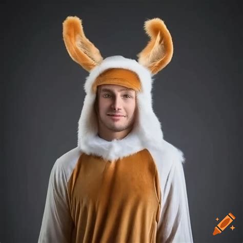 Young man in caramel and white furry animal costume on Craiyon