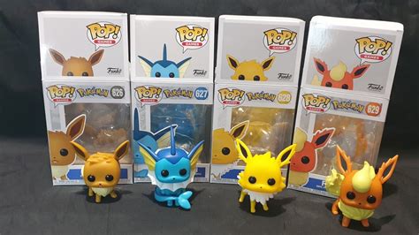 Pokemon Eeveelutions Eevee, Vaporeon, Jolteon Flareon Funko POP! Vinyl Pack ...