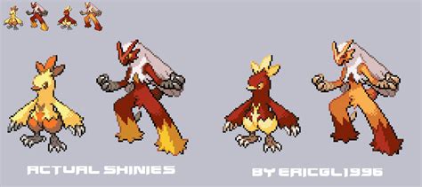 My version of Shiny Combusken and Shiny Blaziken by ericgl1996 on DeviantArt