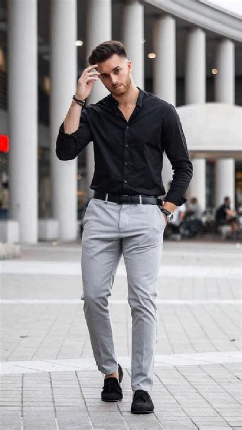 Formal Black Shirt Grey Pants For Men