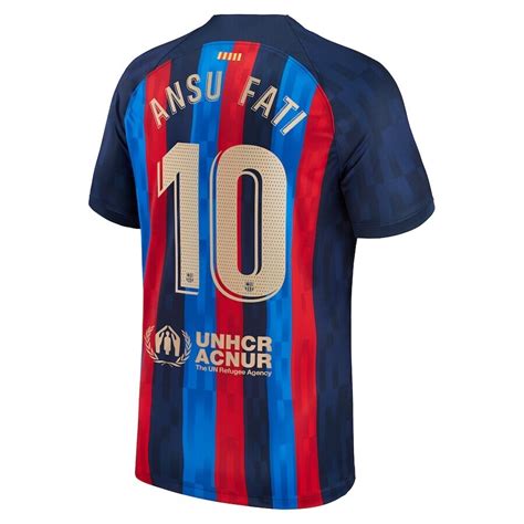 Barcelona Home Ansu Fati 10 Jersey Shirt 2022/23 with Sponsor Logos