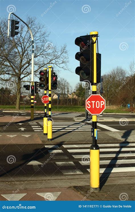 Crosswalk, Stop Signs And Traffic Lights Royalty-Free Stock Photo | CartoonDealer.com #141192771