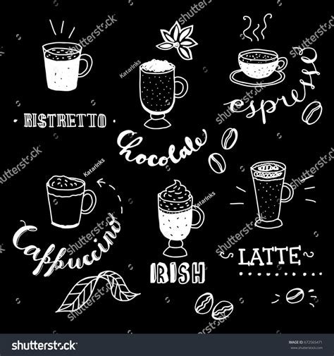 Coffee Typography Illustration Set Stock Vector (Royalty Free) 672565471 | Shutterstock