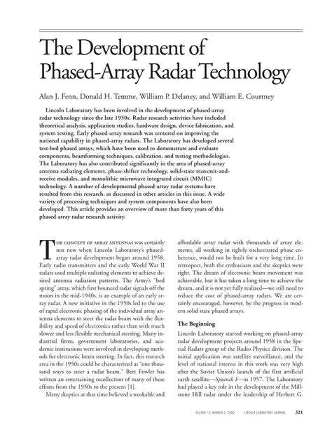 The Development of Phased-Array Radar Technology the Development of Phased-Array Radar ...