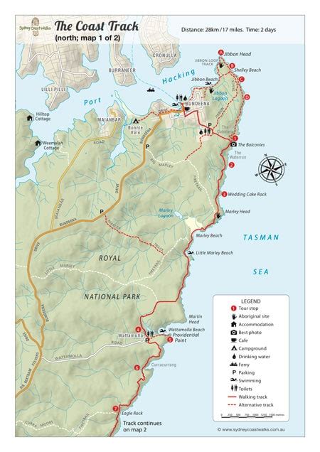 Royal National Park Coastal Walk Map - Sydney Coast Walks