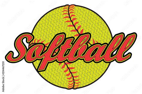 Softball Design with Textured Ball is an illustration of a softball ...