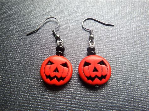 Halloween earrings Pumpkin Jewelry Pumpkin earring Spooky | Etsy