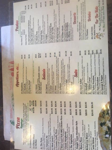 Menu at A Carini's Pizza & Pasta pizzeria, Murrieta, Madison Ave #105