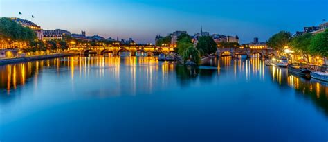 France Paris Seine River Reflections Sunrise Pont Des Arts Pont Neuf ...