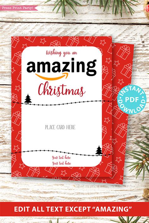 Amazon Christmas Gift Card Holder Printable, Red Gifts - Press Print Party!